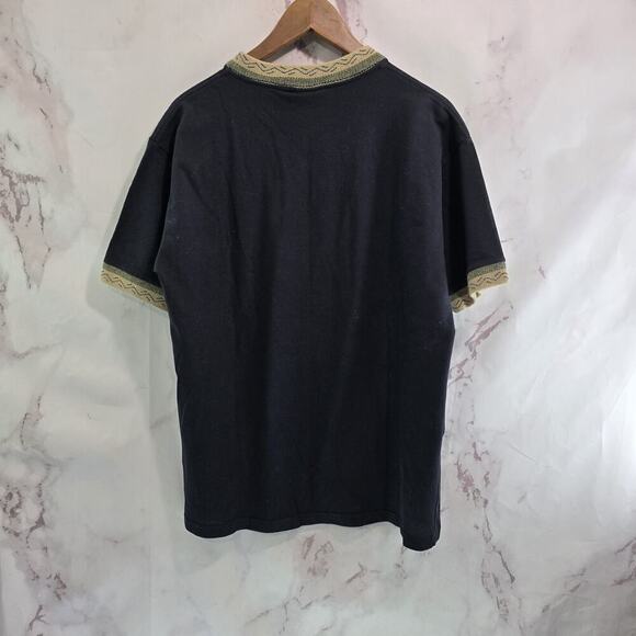 Vintage Hollywood T Shirt Mens XL 90s Knit Collar Embroidered Palm Textured - Picture 5 of 12